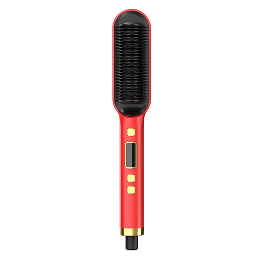 Ionic Hair Straightening Brush with LCD Display Electric Hair Straightener Brush Comb