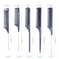 precision hairdressing comb set for styling, parting and edge control