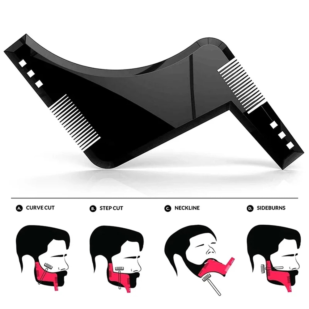 Precision Beard Shaping Tool Kit Beard Stencil Comb For Perfect Lines 0