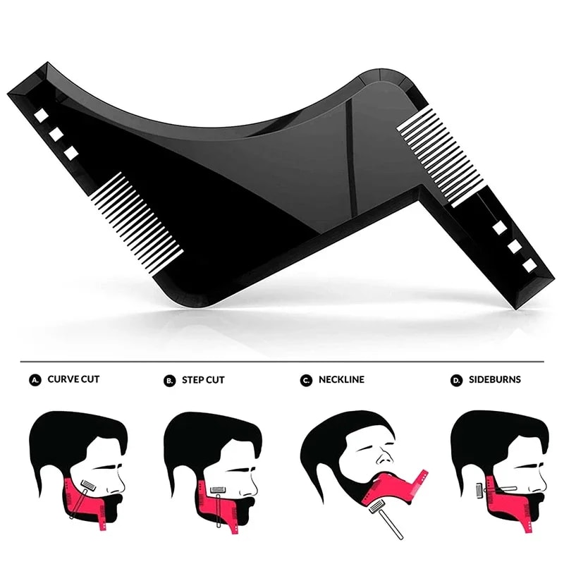 Precision Beard Shaping Tool Kit Beard Stencil Comb For Perfect Lines 0