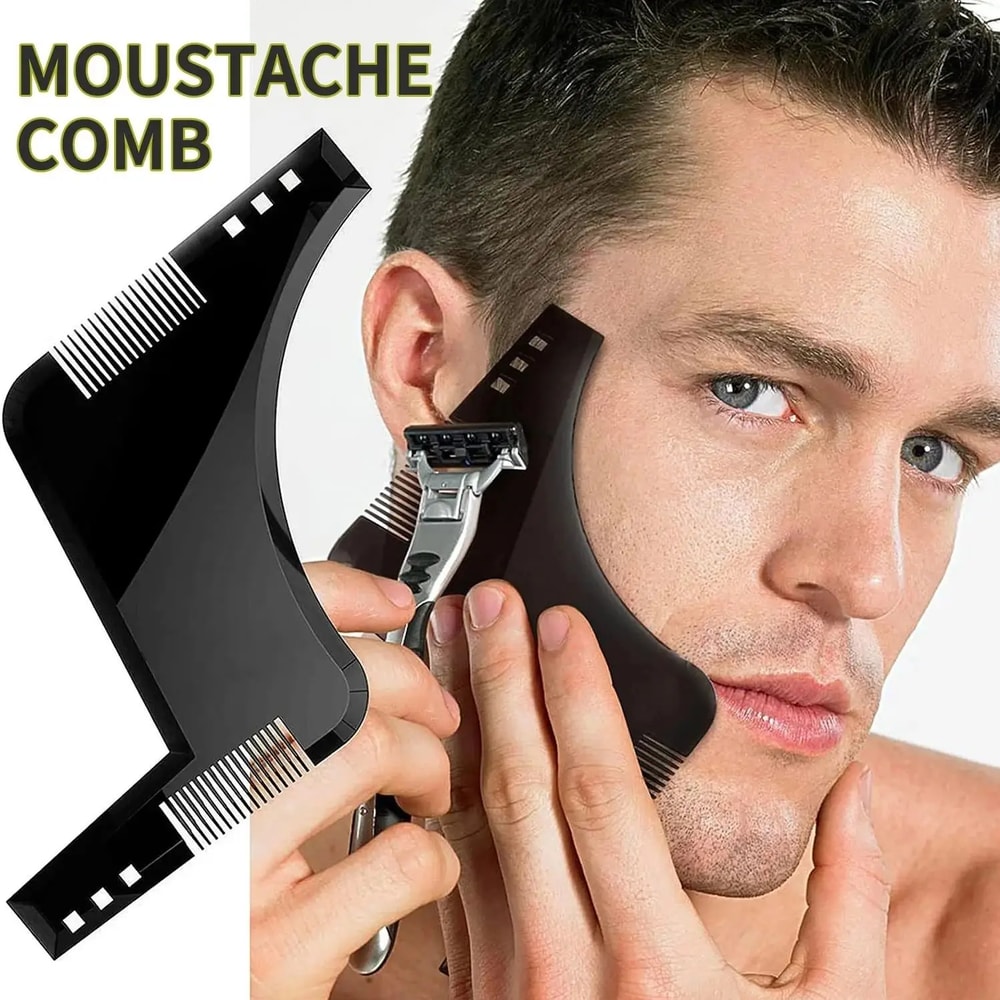 Precision Beard Shaping Tool Kit Beard Stencil Comb For Perfect Lines 2