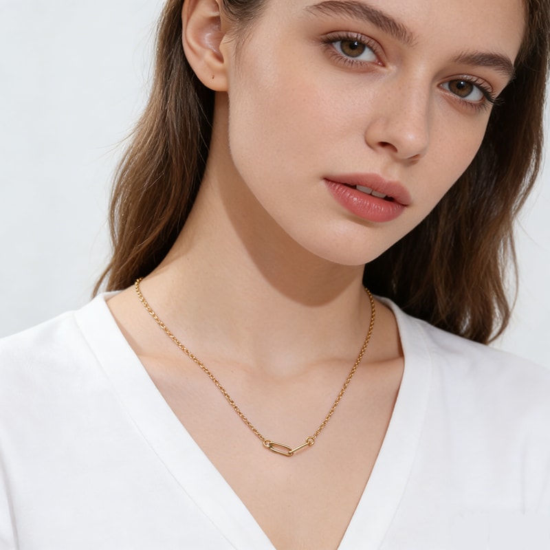 Stainless Steel Paperclip Chain Necklace Minimalist Choker for Women