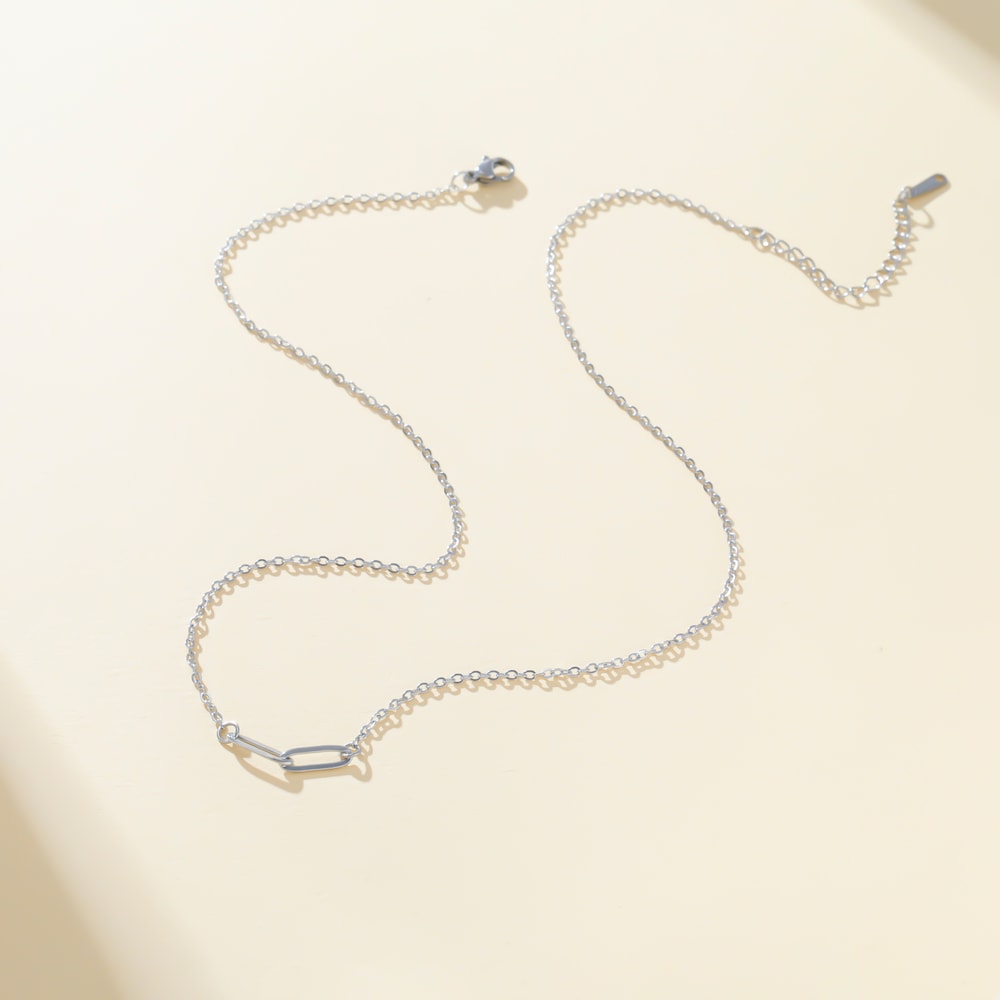 Stainless Steel Paperclip Chain Necklace Minimalist Choker for Women
