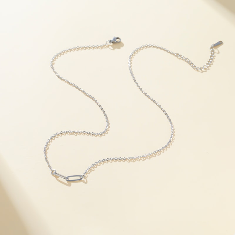 Stainless Steel Paperclip Chain Necklace Minimalist Choker for Women
