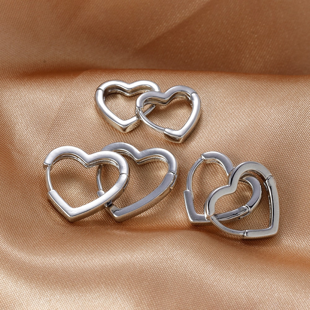 Minimalist Heart Hoop Earrings Stainless Steel Huggie Hoops for Women