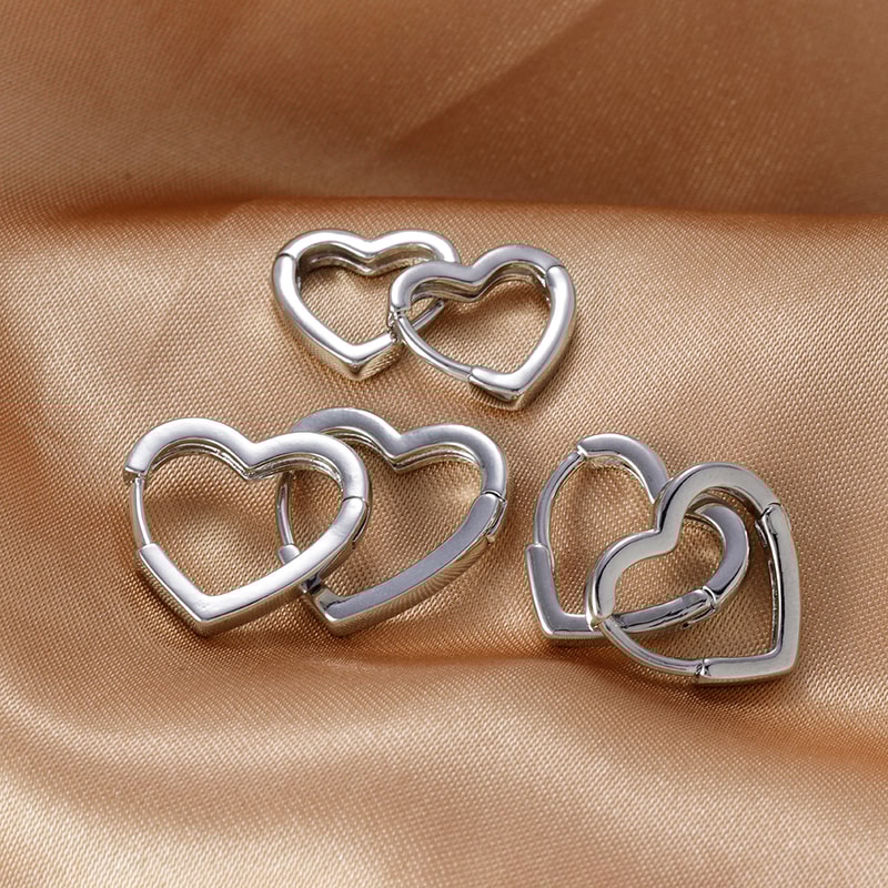 Minimalist Heart Hoop Earrings Stainless Steel Huggie Hoops for Women