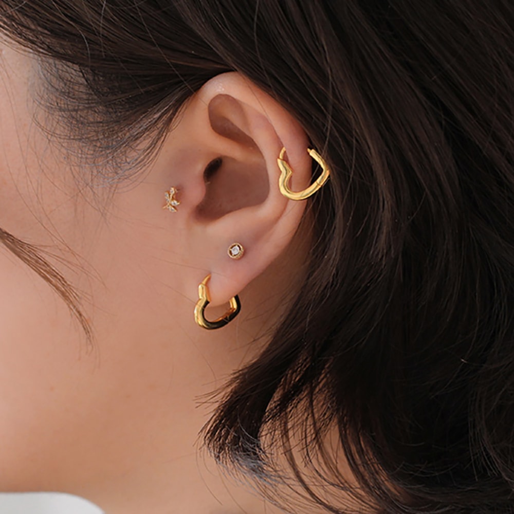 Minimalist Heart Hoop Earrings Stainless Steel Huggie Hoops for Women