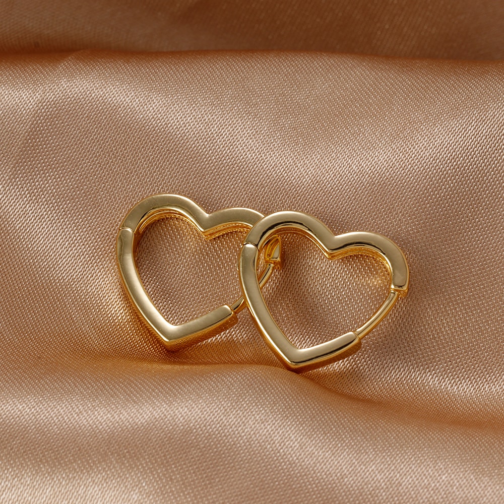 Minimalist Heart Hoop Earrings Stainless Steel Huggie Hoops for Women