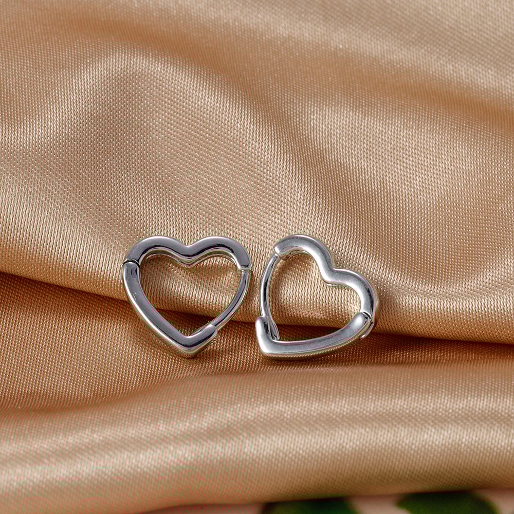 Minimalist Heart Hoop Earrings Stainless Steel Huggie Hoops for Women