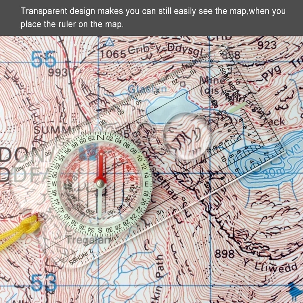Portable Map Ruler Compass For Hiking Orienteering Navigation Tool 2