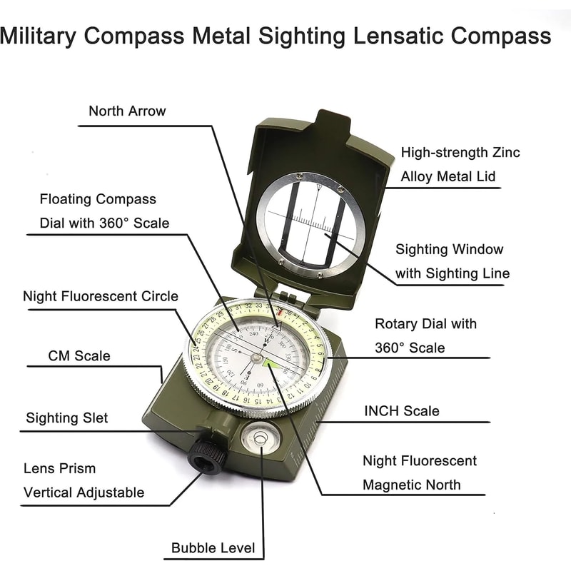 Precision Tactical Survival Compass Waterproof Military Lensatic Navigation Tool 3