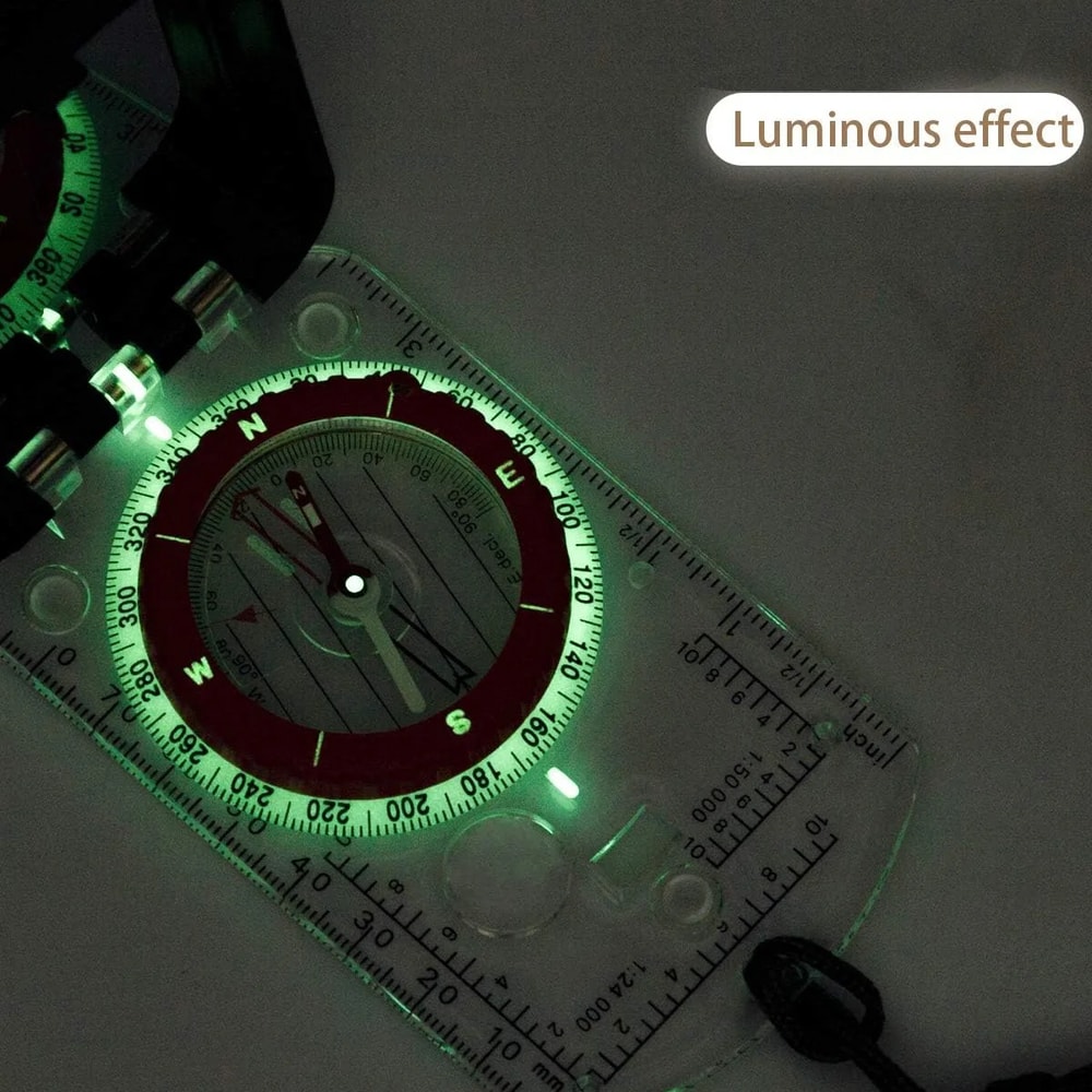 Precision Orienteering Compass With Mirror Clinometer And LED Light For Hiking And Navigation 1