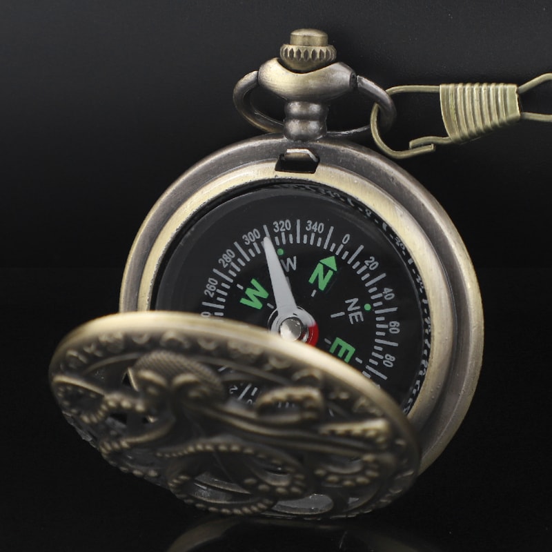 Vintage Brass Pocket Compass Watch Pendant For Hiking Camping Navigation Gift 2