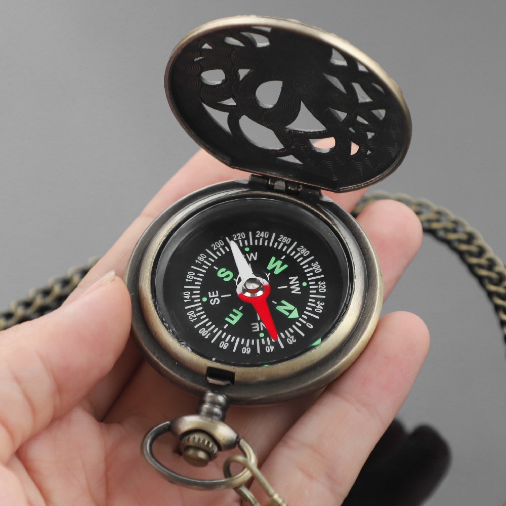 Vintage Brass Pocket Compass Watch Pendant For Hiking Camping Navigation Gift 4