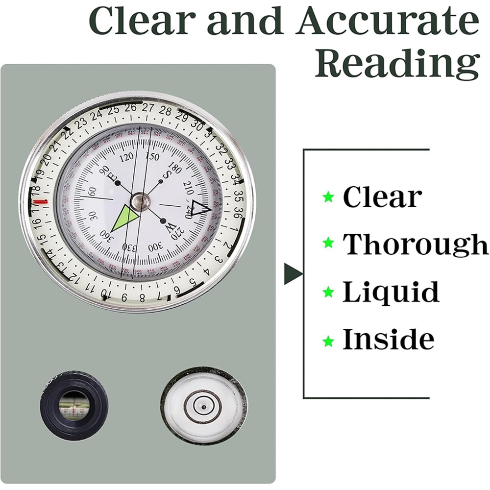 Tactical Survival Compass Waterproof Military Hiking Navigation Tool with Lensatic Sighting