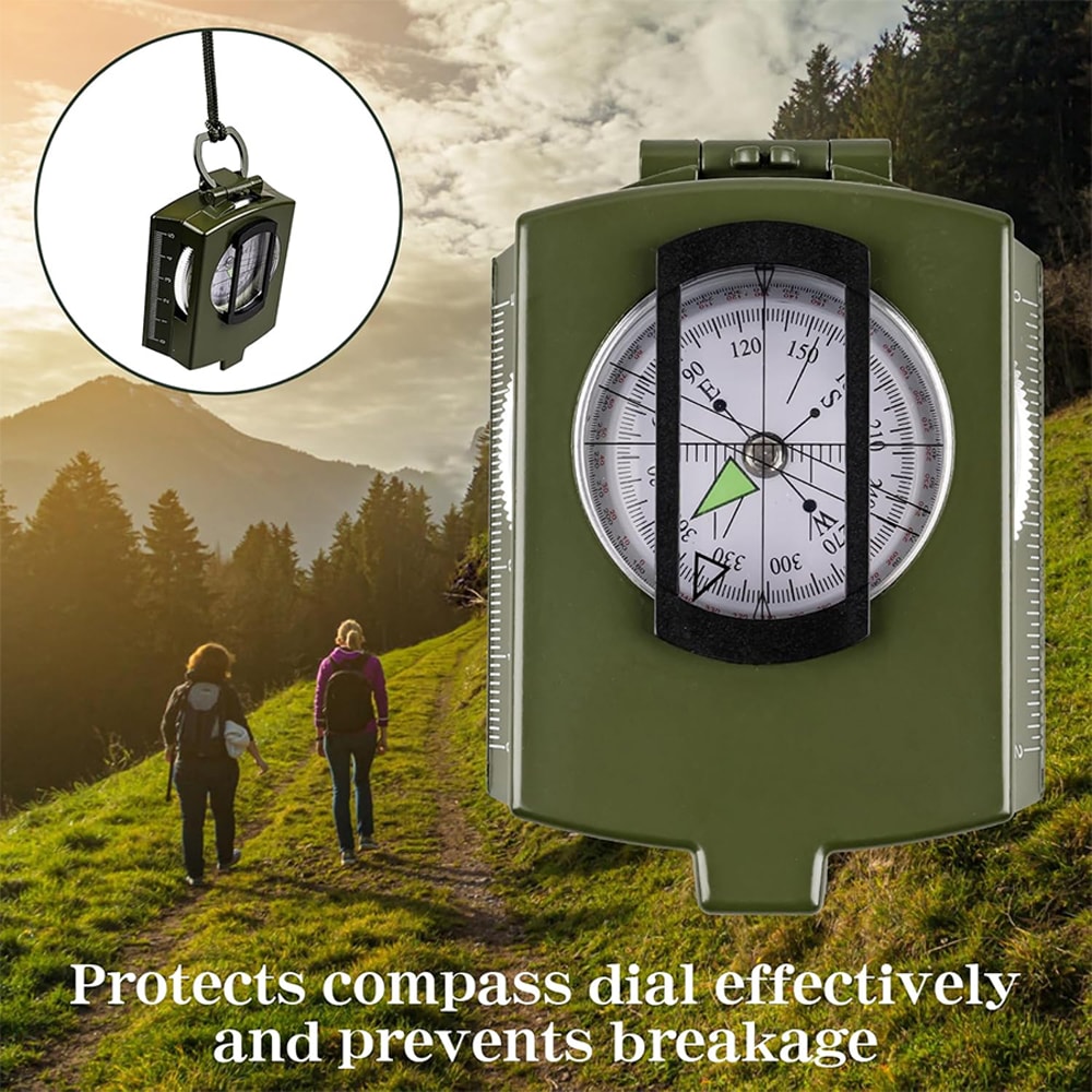 Tactical Survival Compass Waterproof Military Hiking Navigation Tool with Lensatic Sighting