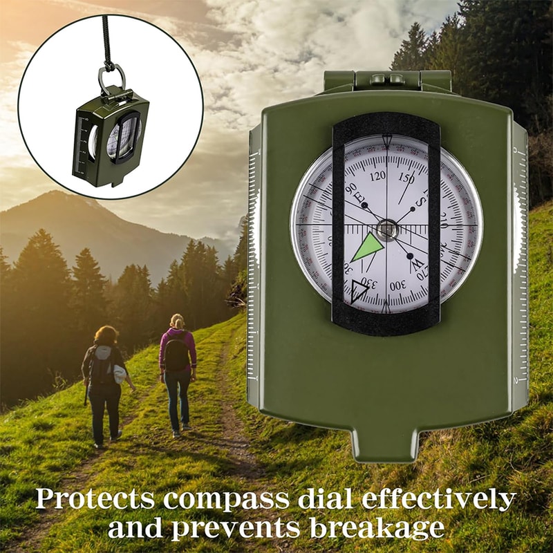 Tactical Survival Compass Waterproof Military Hiking Navigation Tool with Lensatic Sighting