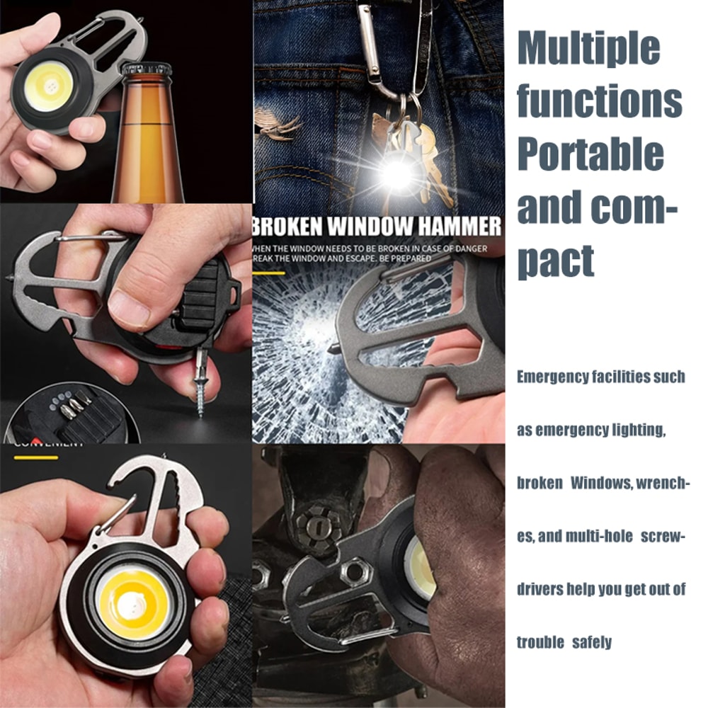 Rechargeable Mini Keychain Flashlight COB LED Portable Work Light for Camping Emergency Repair