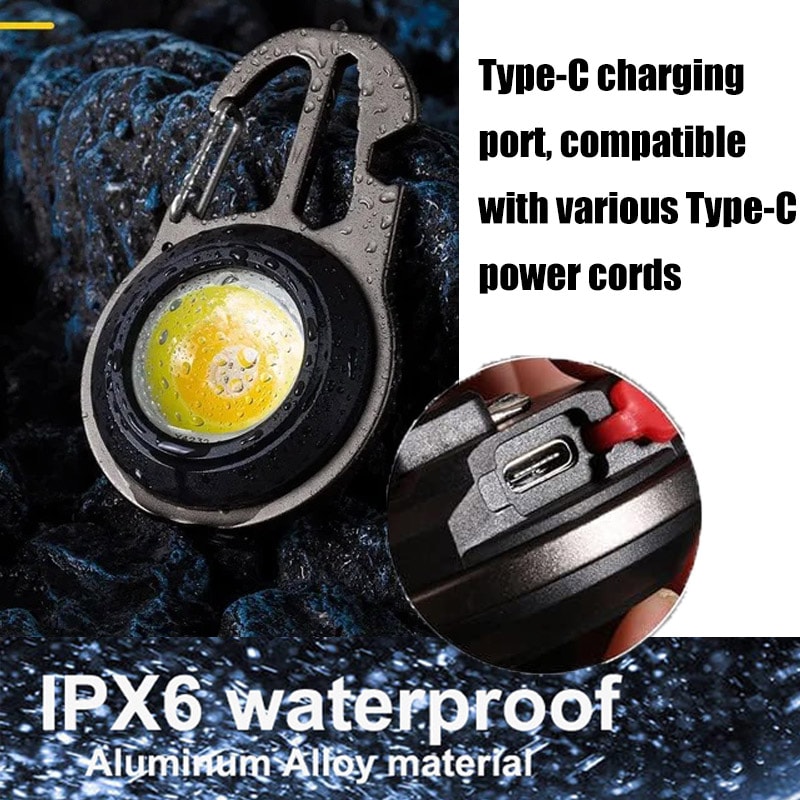 Rechargeable Mini Keychain Flashlight COB LED Portable Work Light for Camping Emergency Repair