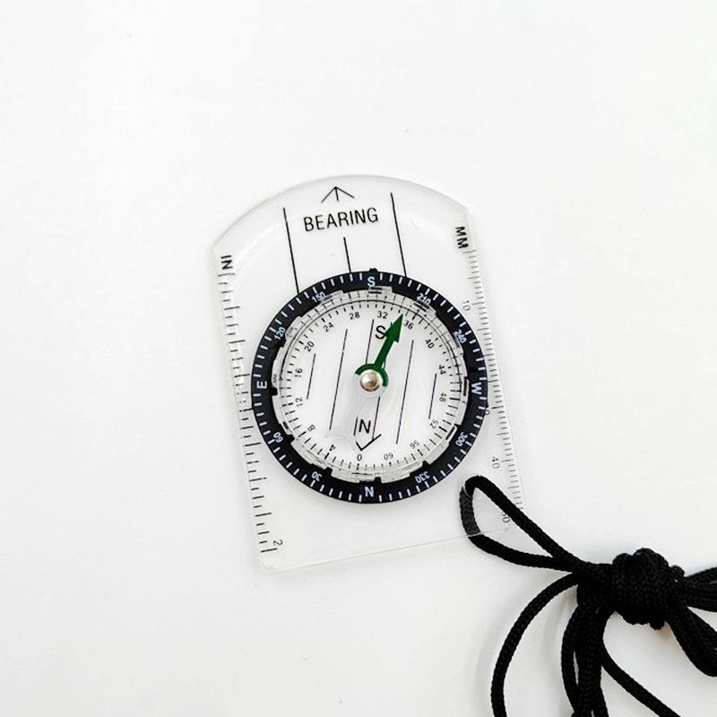 Mini Transparent Map Compass Keychain with Scale for Hiking & Navigation