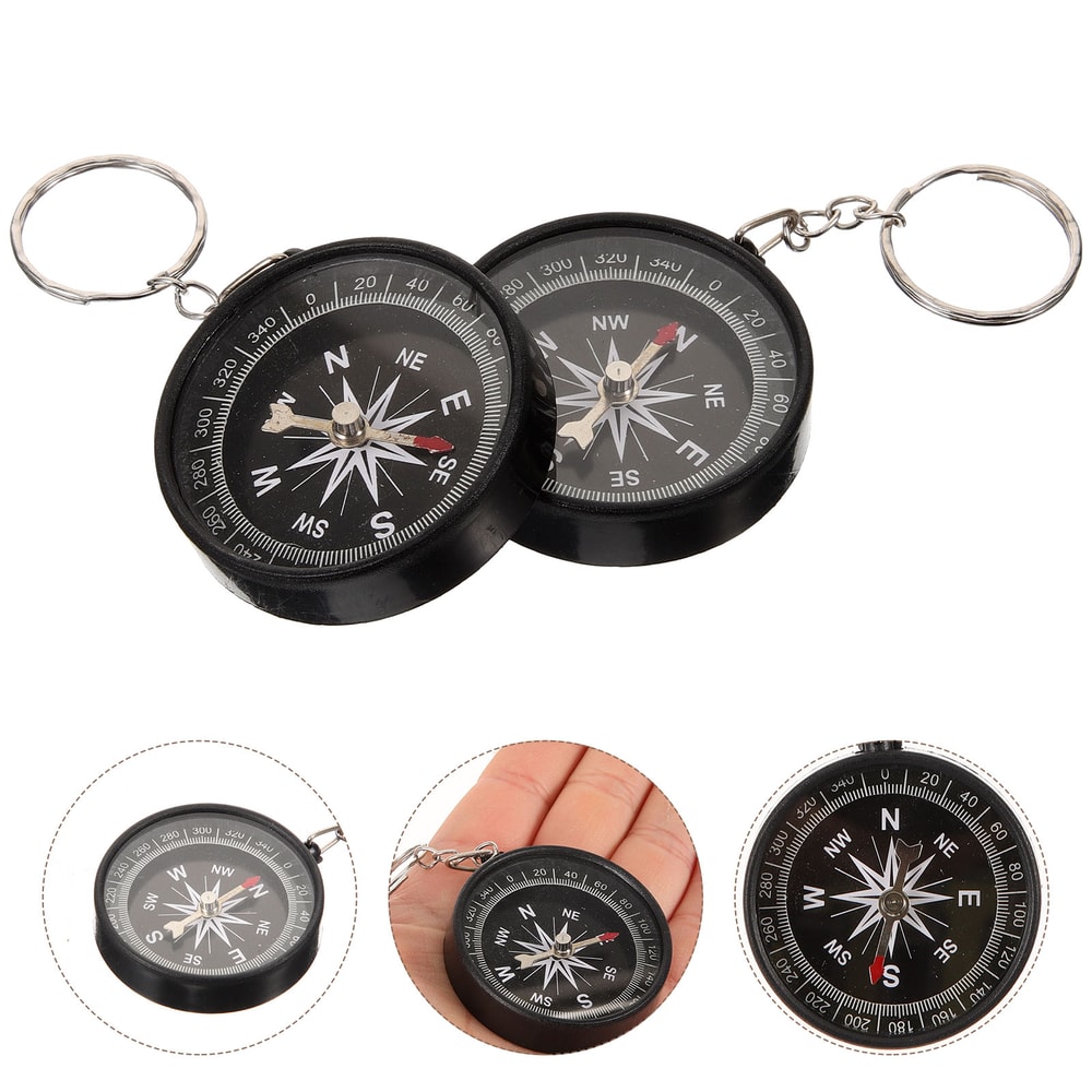 Adventure Compass Keychain Set Durable Mini Compass Key Ring Gift for Kids and Outdoor Fun