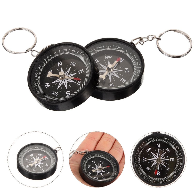 Adventure Compass Keychain Set Durable Mini Compass Key Ring Gift for Kids and Outdoor Fun