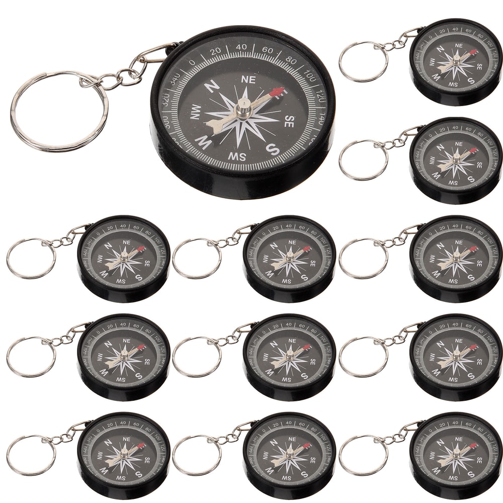 Adventure Compass Keychain Set Durable Mini Compass Key Ring Gift for Kids and Outdoor Fun