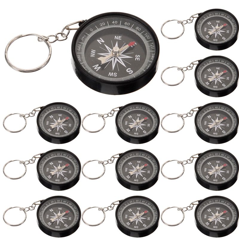 Adventure Compass Keychain Set Durable Mini Compass Key Ring Gift for Kids and Outdoor Fun