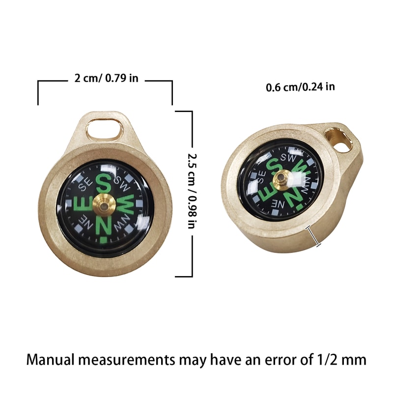 Brass Pocket Compass Keychain Mini survival compass for Camping Hiking Outdoor Navigation