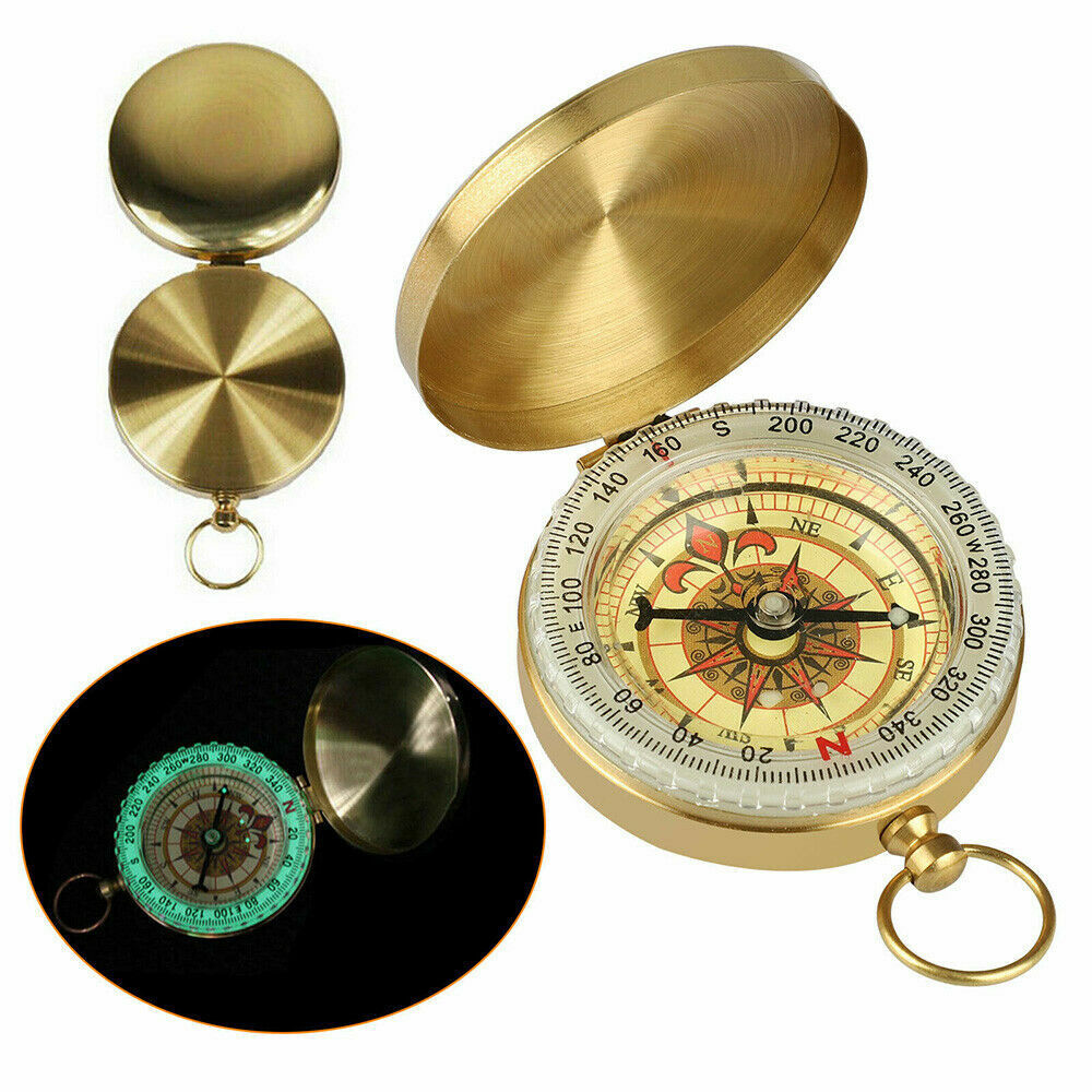 Vintage Pocket Watch Compass with Luminous Dial for Hiking & Outdoor Navigation