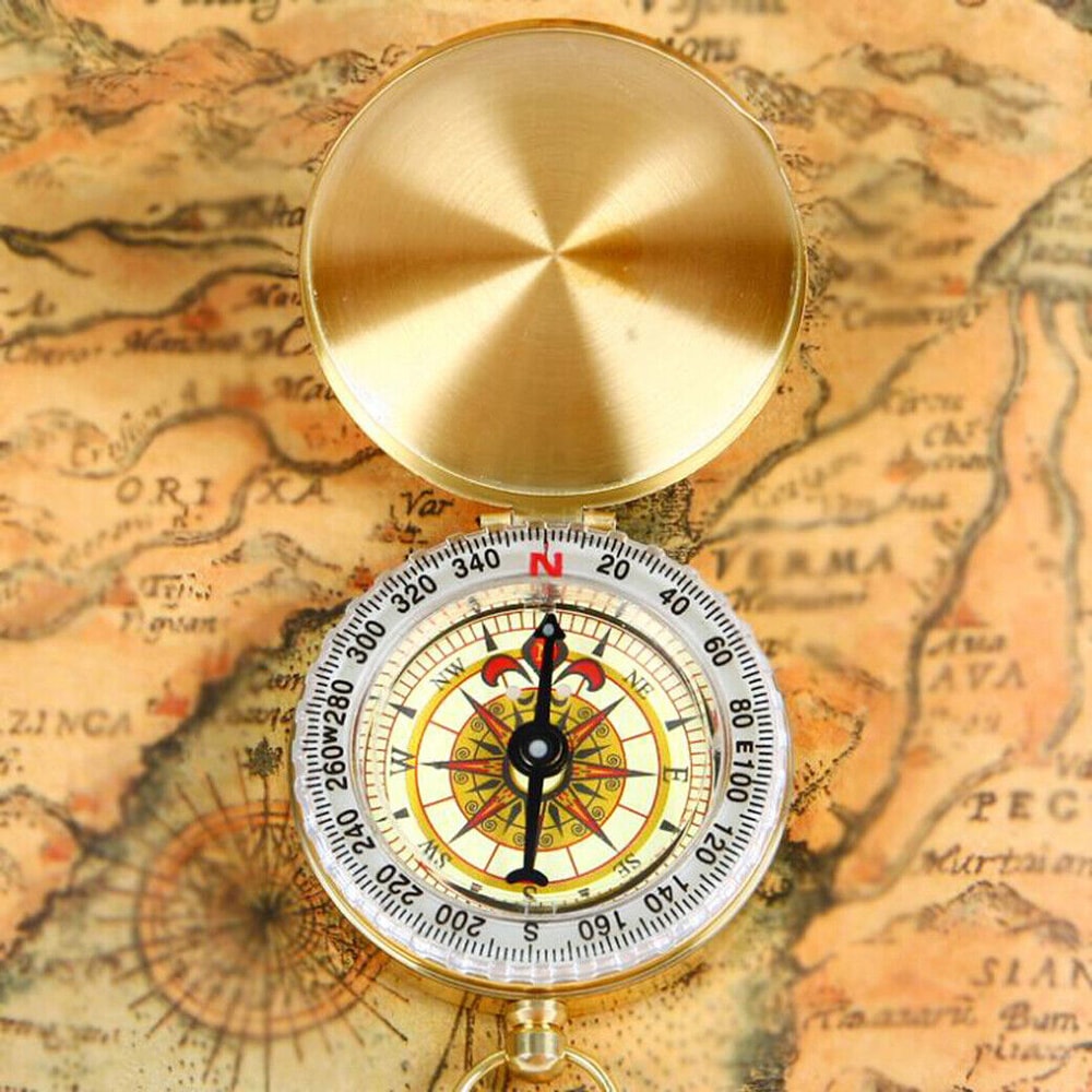 Vintage Pocket Watch Compass with Luminous Dial for Hiking & Outdoor Navigation