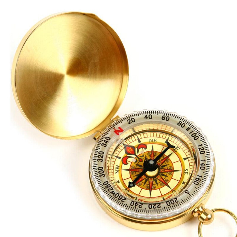 Vintage Pocket Watch Compass with Luminous Dial for Hiking & Outdoor Navigation