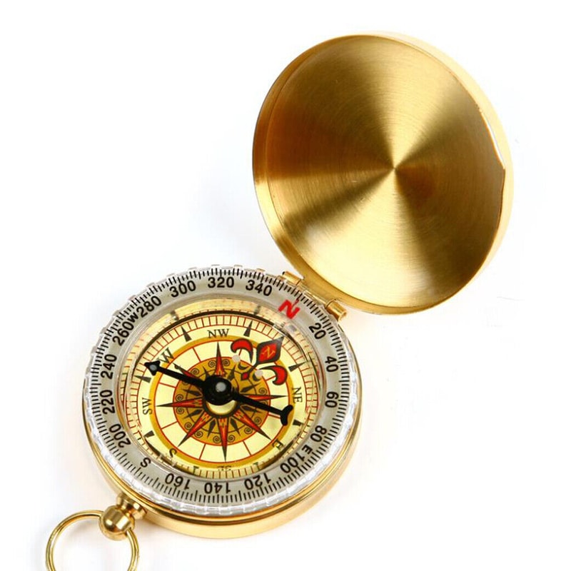 Vintage Pocket Watch Compass with Luminous Dial for Hiking & Outdoor Navigation