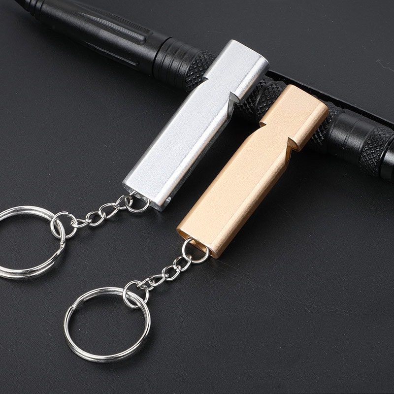Aluminum survival whistle Keychain Loud Emergency Safety Signal Whistle for Hiking Camping