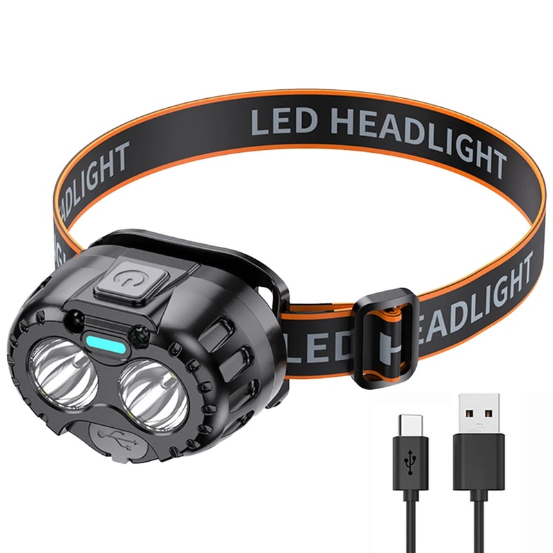 Rechargeable LED Headlamp with Gesture Control Waterproof Outdoor Headlight