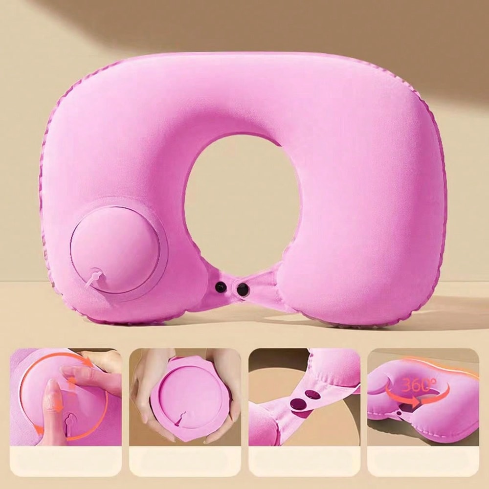 Portable Inflatable Travel Pillow For Neck And Lumbar Support 0