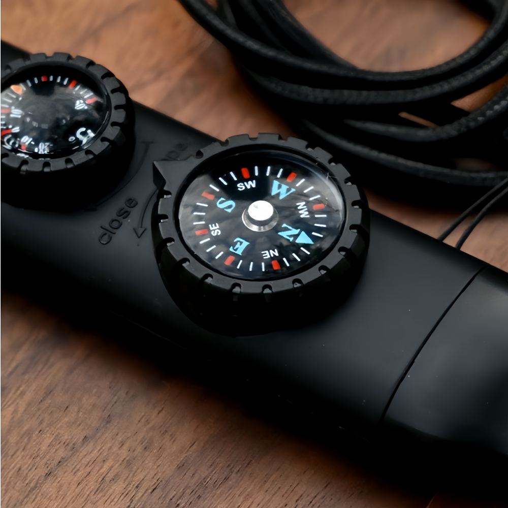 Survival Whistle with Compass Thermometer Flashlight for Hiking Emergency Kit