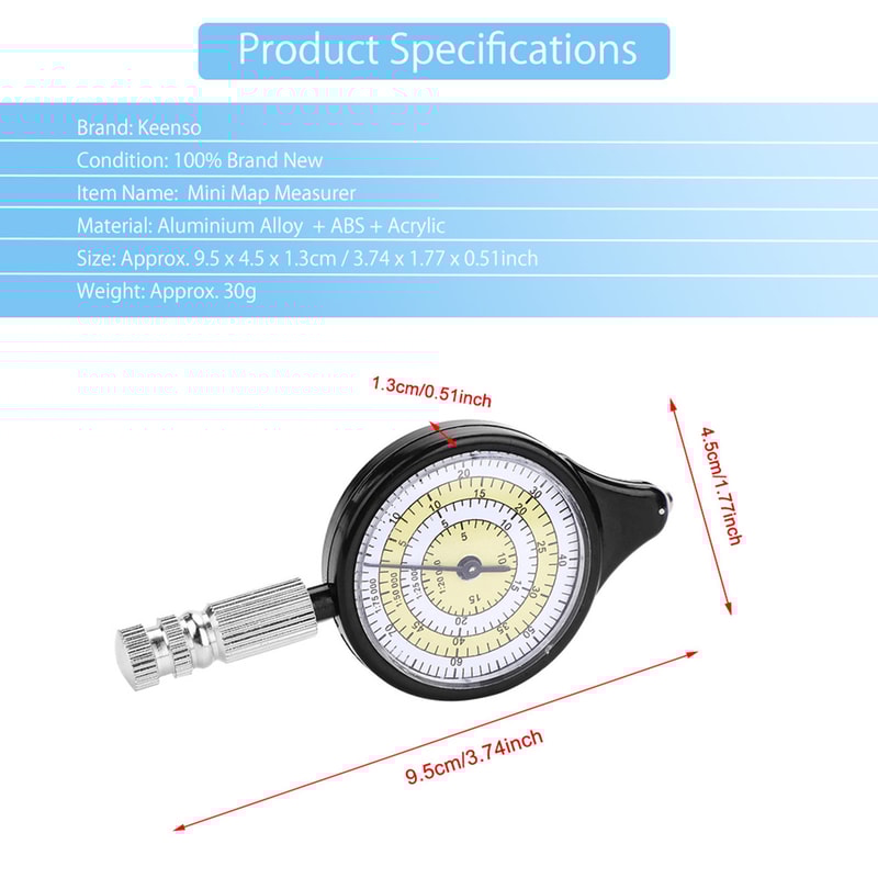 Precision Map Measurer Wheel Portable Map Measuring Tool for Accurate Distance Calculation