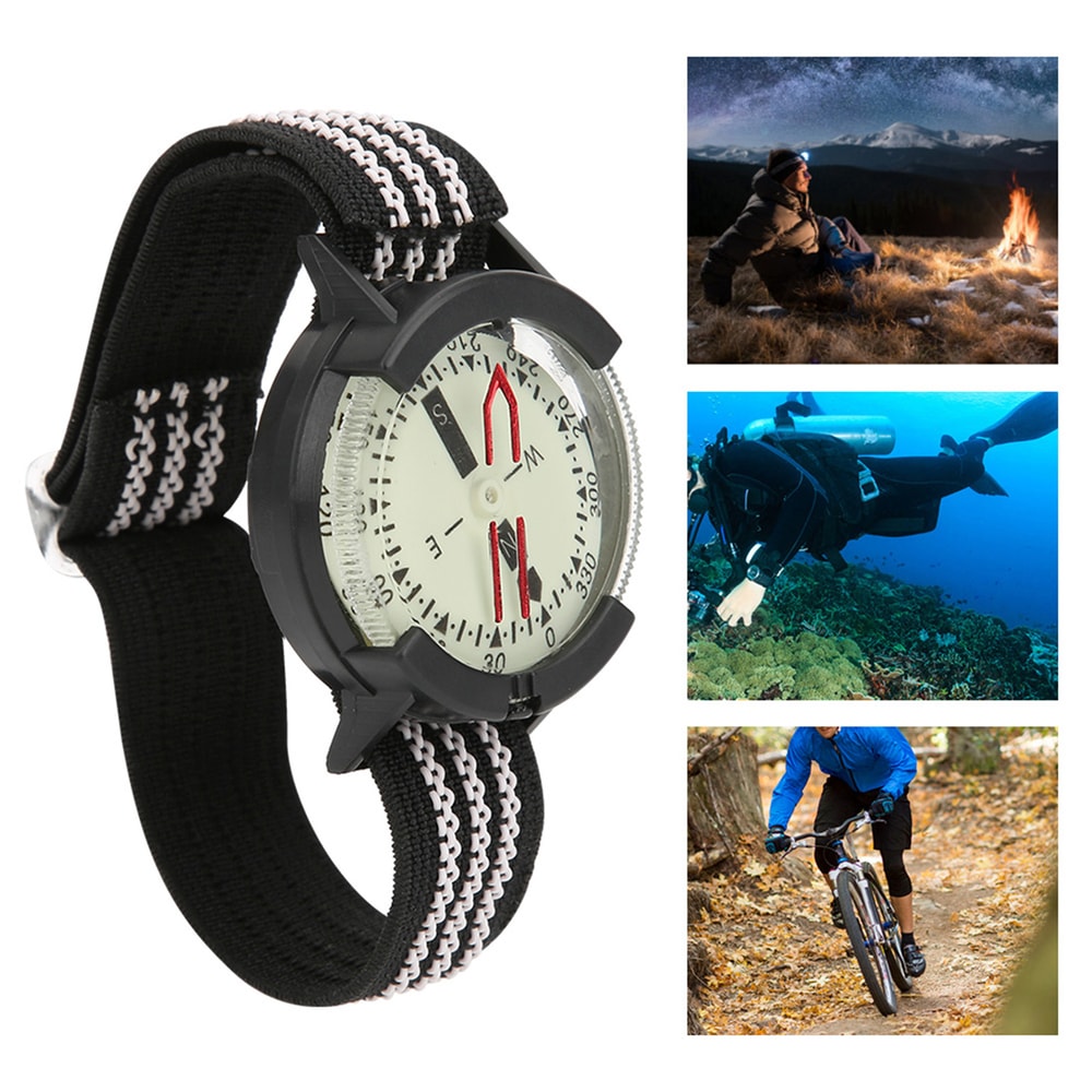Luminous Waterproof Compass Watch For Hiking Diving Outdoor Navigation 0