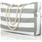 Striped Waterproof Beach Tote Bag Large Capacity Foldable Sandproof Shoulder Bag