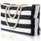 Striped Waterproof Beach Tote Bag Large Capacity Foldable Sandproof Shoulder Bag