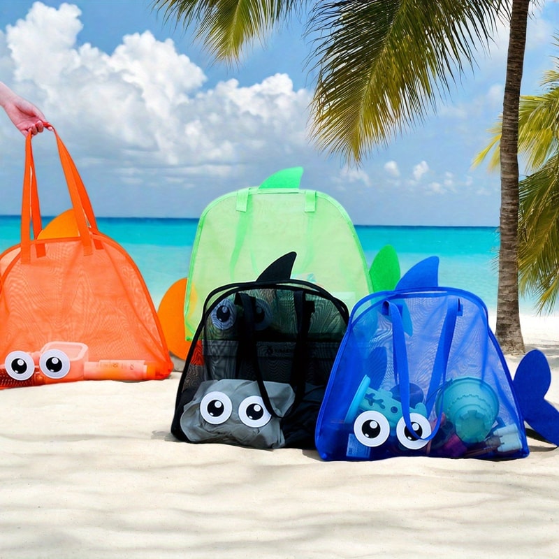 Mesh Beach Bag Large Beach Tote with Pockets for Sand Free Storage & Family Essentials