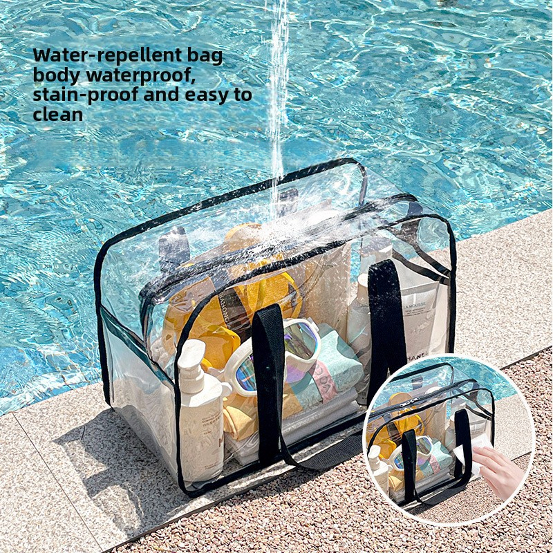 ClearGuard Transparent Beach Bag Waterproof Swim Tote With Dry Wet Separation 2