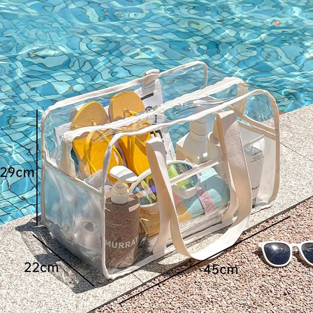 ClearGuard Transparent Beach Bag Waterproof Swim Tote With Dry Wet Separation 4