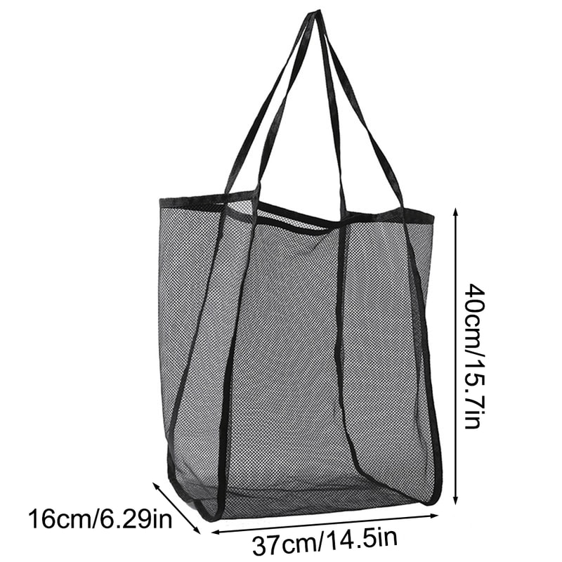 Lightweight Mesh Beach Bag Large Capacity Transparent Tote for Shopping Gym Travel