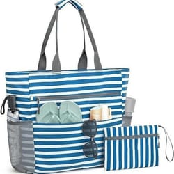 large capacity waterproof beach tote bag foldable sandproof travel organizer