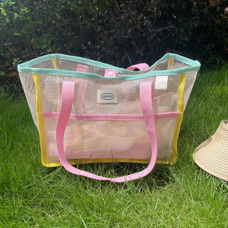 Summer Mesh Beach Tote Bag Large Capacity Waterproof Shower Carry Bag 0