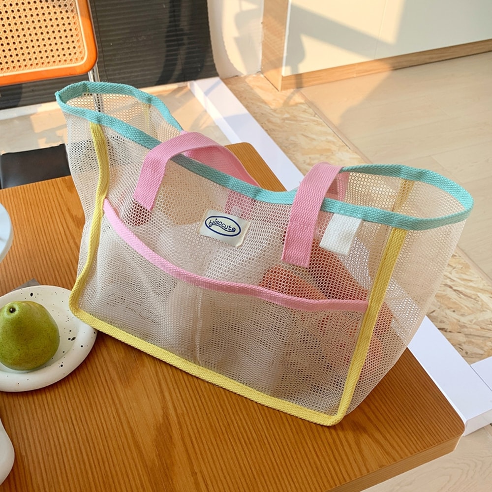 Summer Mesh Beach Tote Bag Large Capacity Waterproof Shower Carry Bag 3