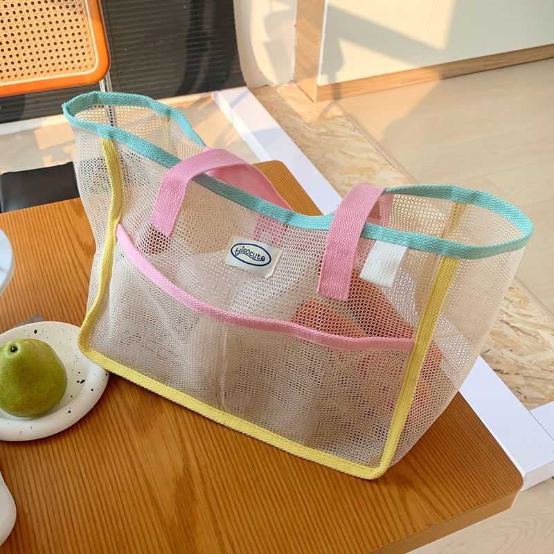 Summer Mesh Beach Tote Bag Large Capacity Waterproof Shower Carry Bag 3