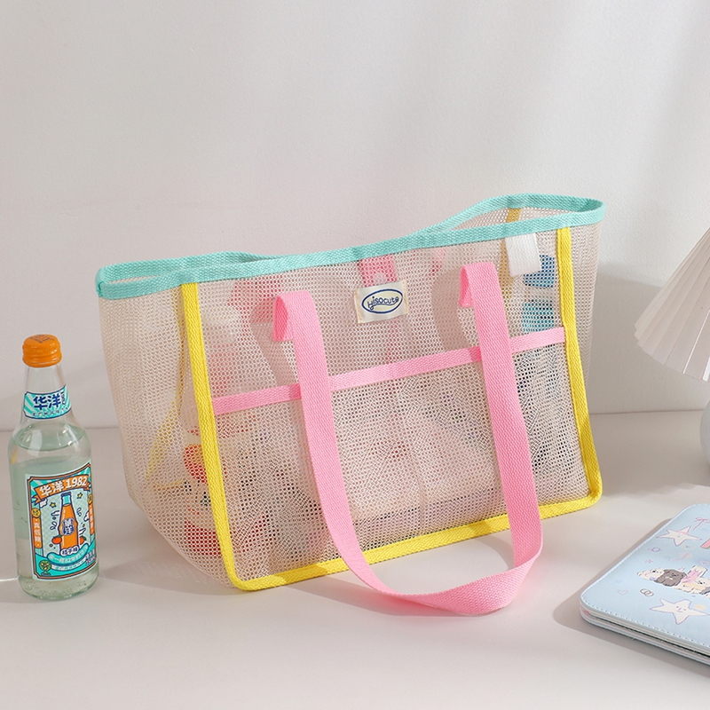 Summer Mesh Beach Tote Bag Large Capacity Waterproof Shower Carry Bag 6